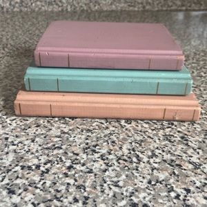 Set of Three Multi Sized Faux Books Home Decor Pink Blue Peach